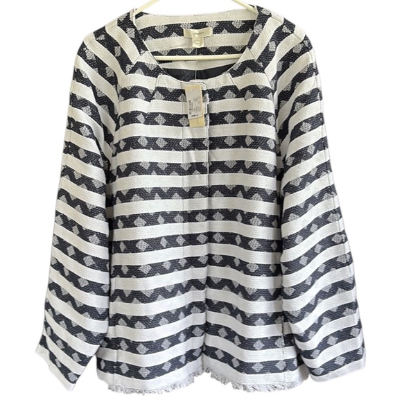NWT CJ Banks Striped Blazer Blue White Size 3X - Picture 1 of 10